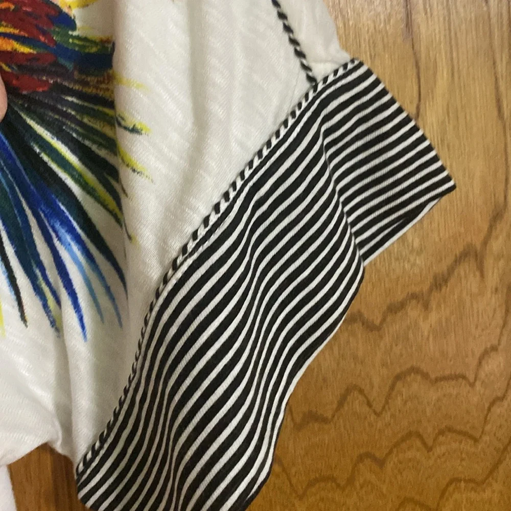 Chico’s Tropical Floral Striped  Multicolor size 2 60% cotton 40% viscose - Picture 5 of 8